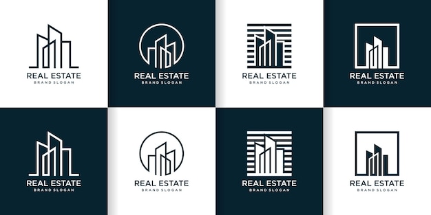 Zestaw kreatywnego abstrakcyjnego szablonu logo budynku