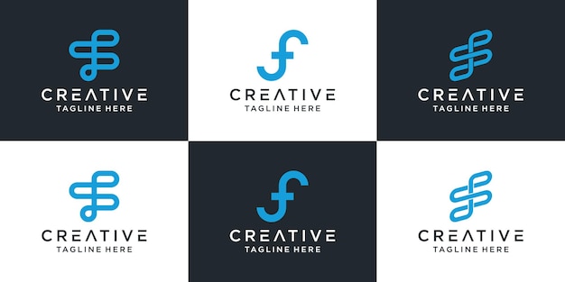 Zestaw Kreatywnego Monogramu Początkowej Litery Logo Fs Szablon