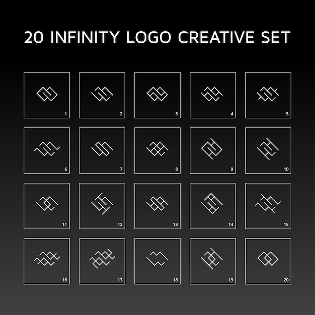 Plik wektorowy zestaw kreatywny 20 logo nieskończoności