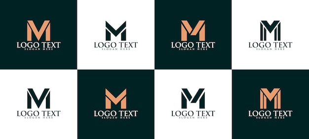 Zestaw Kreatywny Monogram Litera M Szablon Projektu Logo. Zbiór Początkowej Litery Monogramu M Set