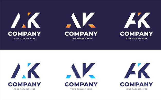 Zestaw Kreatywnych Listów A I K Logo Design Collection Template