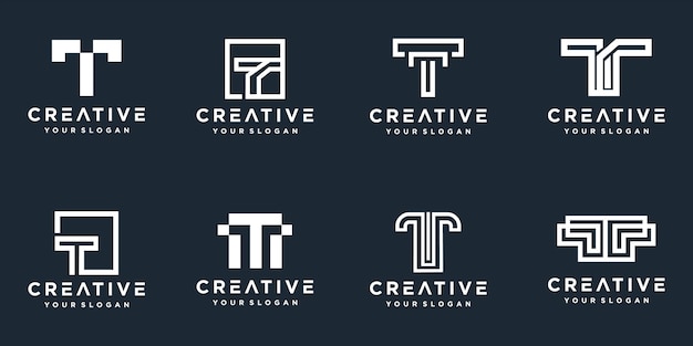 Zestaw Kreatywnych Logo Monogram Litery T