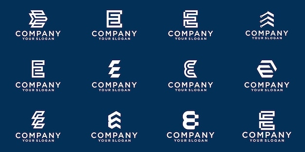 Plik wektorowy zestaw kreatywnych monogramów list e logo szablon.