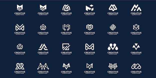 Plik wektorowy zestaw kreatywnych monogramów list m logo szablon projektu