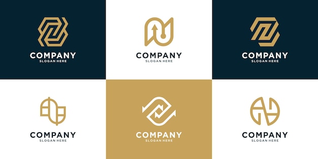 Zestaw kreatywnych początkowej litery N logo projekt monogram logo dla mody firmy biznesowej