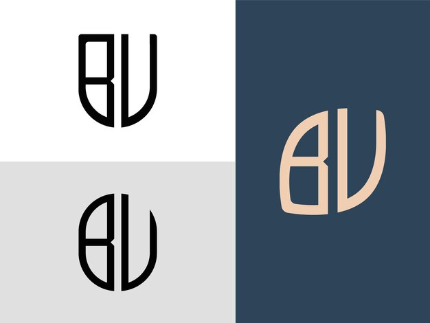 Zestaw Kreatywnych Początkowych Liter Bu Logo Designs