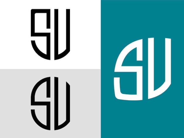 Zestaw Kreatywnych Początkowych Liter Sv Logo Designs