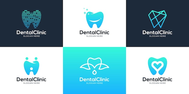 Plik wektorowy zestaw kreatywnych szablonów logo dentystycznych