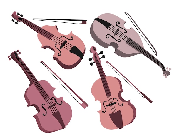 zestaw kreskówka skrzypce Klasyczny instrument muzyczny smyczkowy