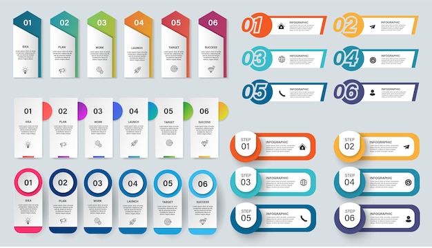 Zestaw Kroków Wizualizacji Danych Biznesowych Na Osi Czasu Procesu Infographic Szablonu Projektu Z Ikonami