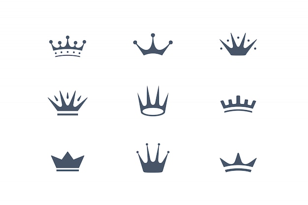 Plik wektorowy zestaw królewskich koron, ikon i emblematów