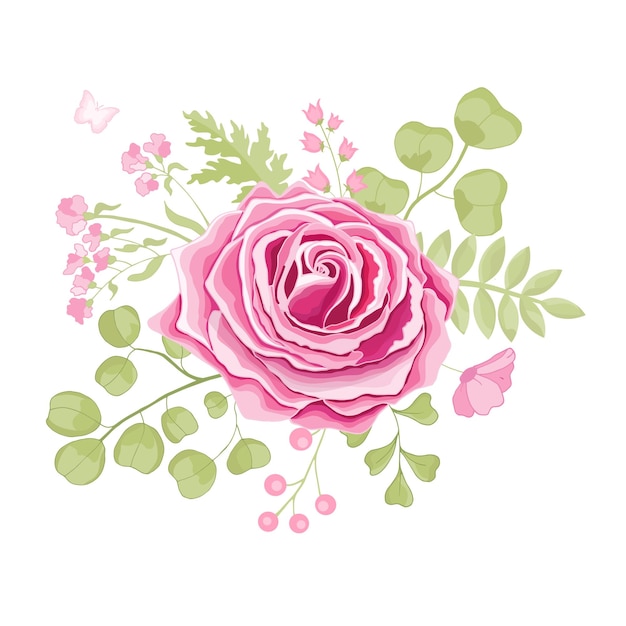 Zestaw Kwiatów Róża Elegancka Karta Ilustracja Wektorowa