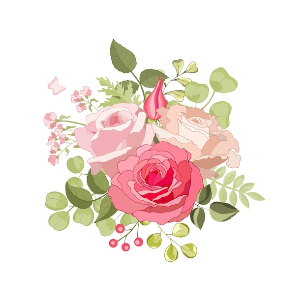 Zestaw Kwiatów Róża Elegancka Karta Ilustracja Wektorowa