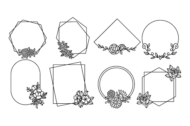 Plik wektorowy zestaw kwiatowy okrągłe ramki etykiet i banerów z ilustracją branchvector
