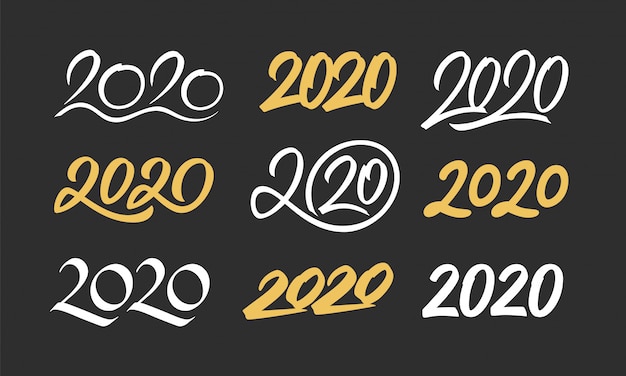 Zestaw Liczb Kaligrafii Nowy Rok 2020