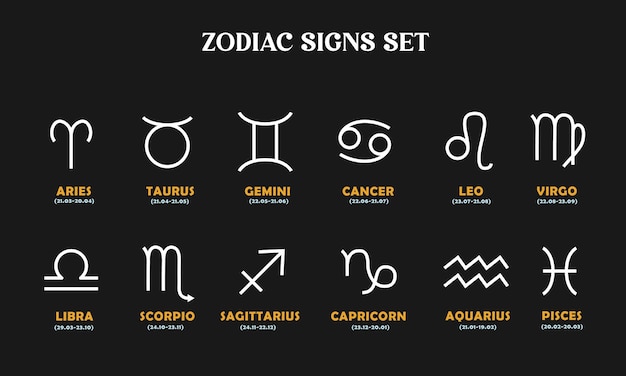 Plik wektorowy zestaw liniowych znaków zodiaku