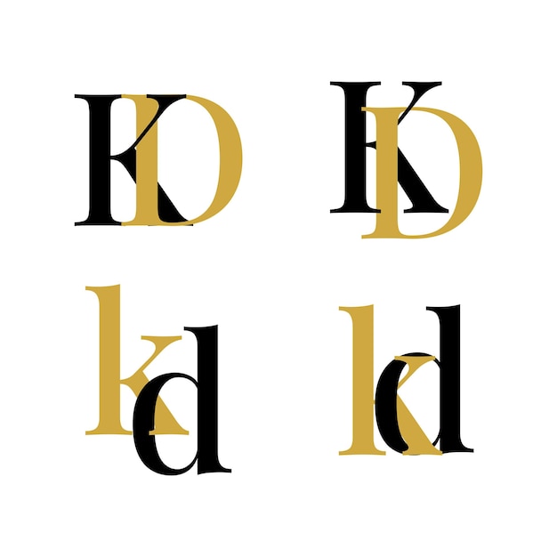 Plik wektorowy zestaw liter kd logo monogram typografia inicjał