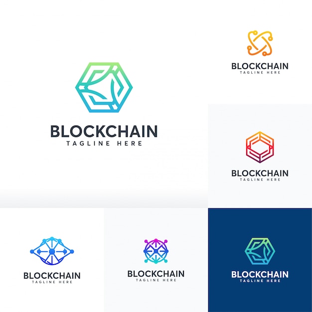 Zestaw logo Blockchain, symbol logo technologii