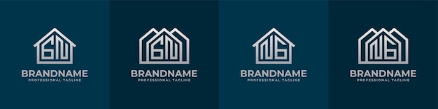 Zestaw Logo Domu Z Literami Gn I Ng Nadaje Się Do Każdej Firmy Związanej Z Budową Wnętrz Domów Z Inicjałami Gn Lub Ng