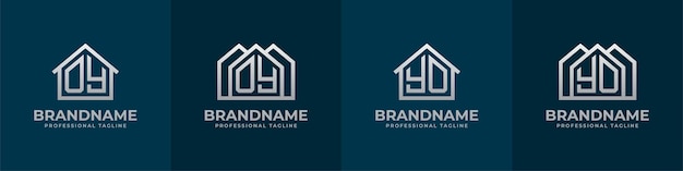 Zestaw Logo Domu Z Literami Oy I Yo Odpowiedni Dla Każdej Firmy Związanej Z Budową Wnętrz Domów Z Inicjałami Oy Lub Yo