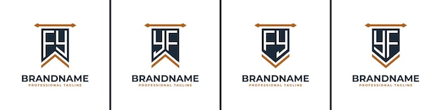 Zestaw Logo Flagi Proporczyków Fy I Yf Reprezentuje Zwycięstwo Odpowiedni Dla Każdej Firmy Z Inicjałami Fy Lub Yf