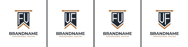 Zestaw Logo Flagi Proporczyków Z Literami Fv I Vf Reprezentuje Zwycięstwo Odpowiedni Dla Każdej Firmy Z Inicjałami Fv Lub Vf