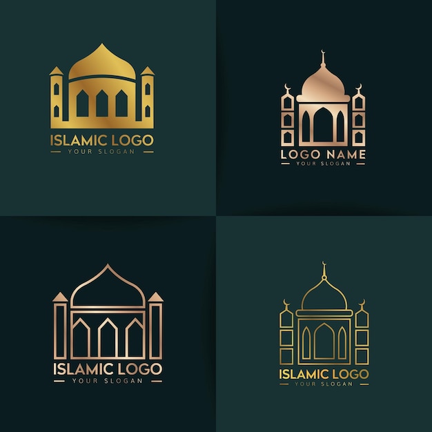 Zestaw Logo Islamskiego Meczetu Z Premium Wektorów