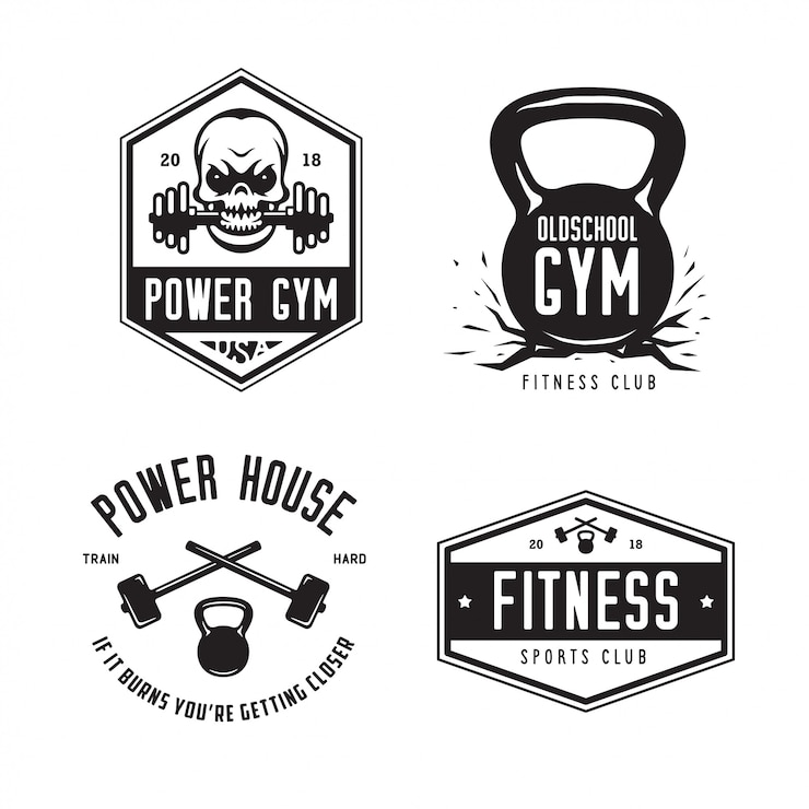 Wektor zestaw logo klubu sportowego siłownia fitness.