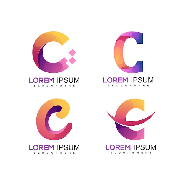 zestaw logo kolorowe streszczenie niesamowite list