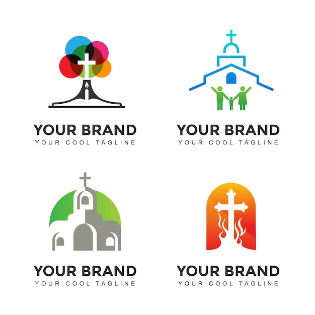 Plik wektorowy zestaw logo nowoczesnego kościoła marki