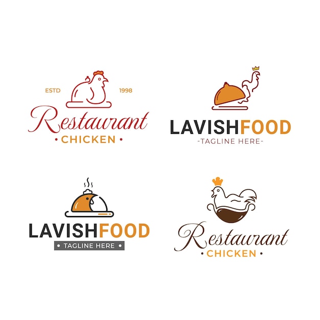 Zestaw Logo Restauracji Restauran Z Kurczakiem