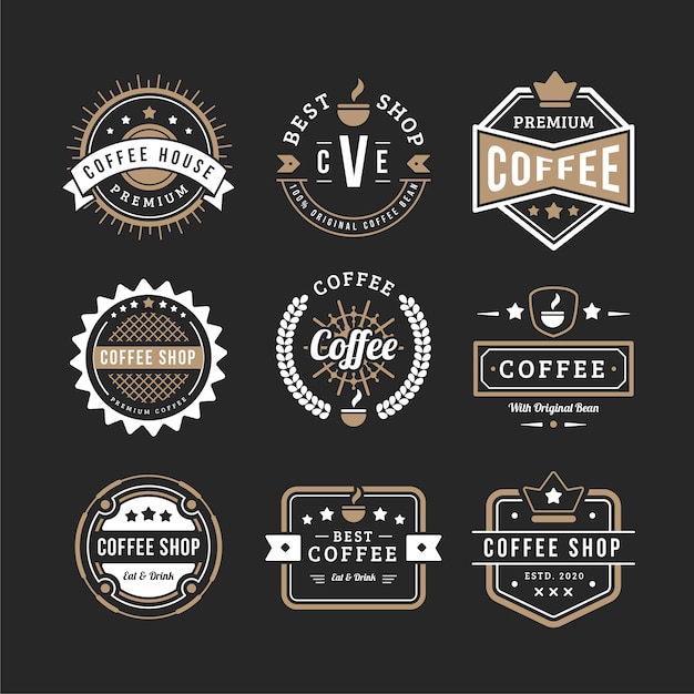 Plik wektorowy zestaw logo rocznika kawy