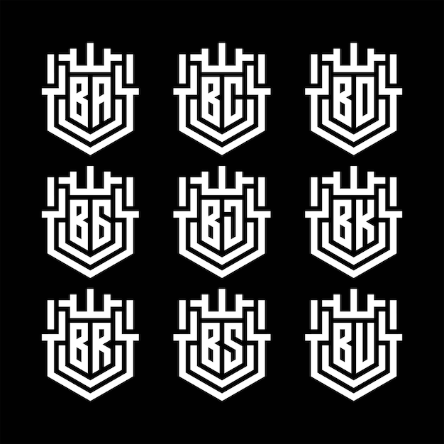 Zestaw Logo Z Monogramem Pierwszej Litery Tarczy