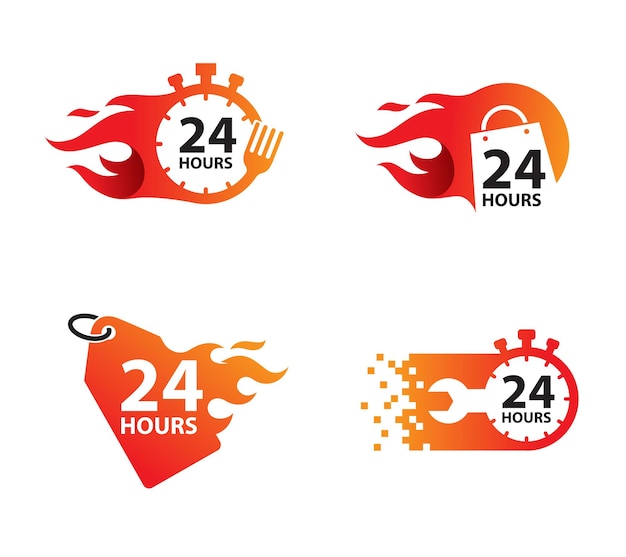 Zestaw Logotypów Z Napisem 24 Hours