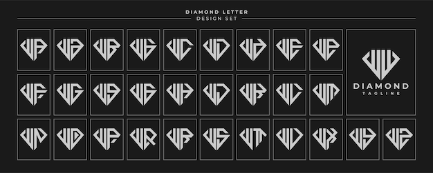 Zestaw Luksusowych Diamentowych Krystalicznych Liter W W Logo