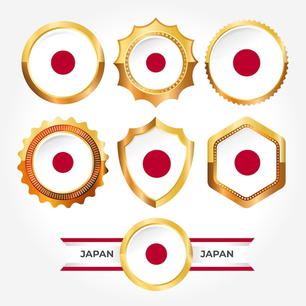 Plik wektorowy zestaw luksusowych odznak flagi japonii