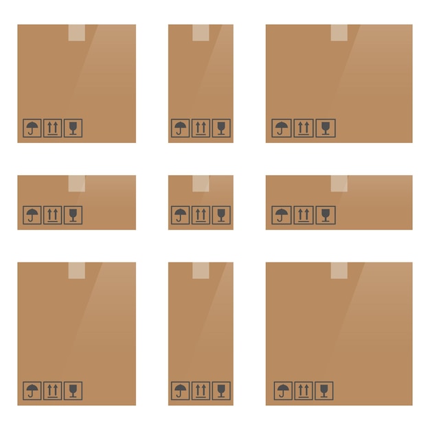 Plik wektorowy zestaw makiet kartonowych pudełek o różnych rozmiarach izolowany na białym tle pakowanie kartonowe wektorowe b