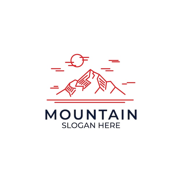Zestaw Minimalistycznych Logo Górskich W Stylu Liniowym