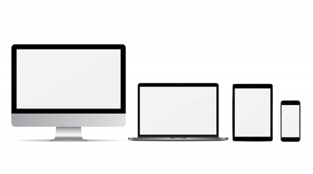Zestaw Monitora Komputera, Laptopa, Smartfona I Tabletu Z Pustym Ekranem