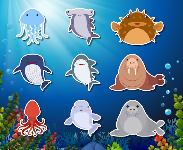 Zestaw Naklejek Podwodnych Zwierząt