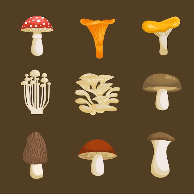 Plik wektorowy zestaw naklejek z kolekcji grzybów