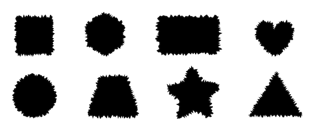 Plik wektorowy zestaw naklejek z rozdartymi krawędziami o różnych kształtach silhoueta kwadratu w kształcie serca