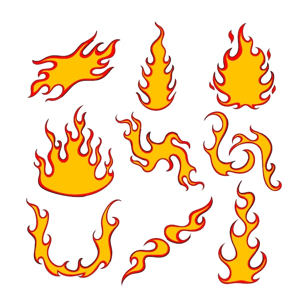 zestaw naklejki płomienia ilustracja wektorowa kreskówki