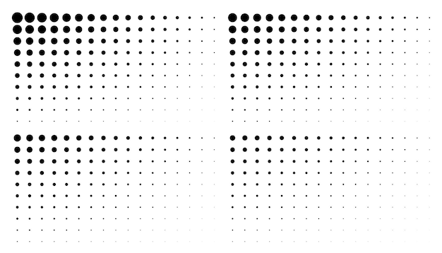 Zestaw Narożnych Punktów Półtonów Gradientu Tła Szablony Poziome Kropek Półtonów Wzór Wektor