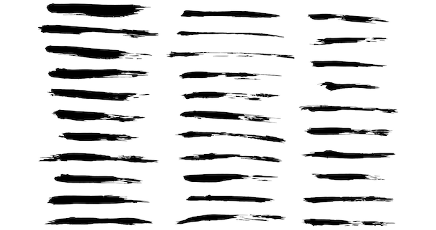 Plik wektorowy zestaw narysowanych linii wektorowych czarnych pociągnięć pędzlem grunge dekoracyjnych elementów graficznych