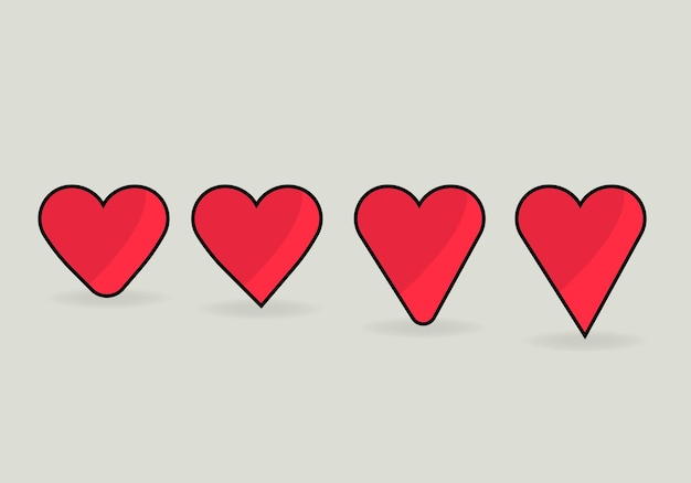 Zestaw Narysowanych Sylwetek W Formie Serca Symbol Miłości Czarne Serce Kształtuje Płaski Styl