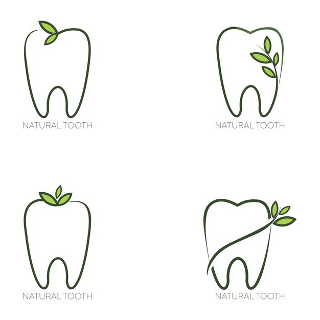 Plik wektorowy zestaw naturalnego szablonu logo dentystycznego.