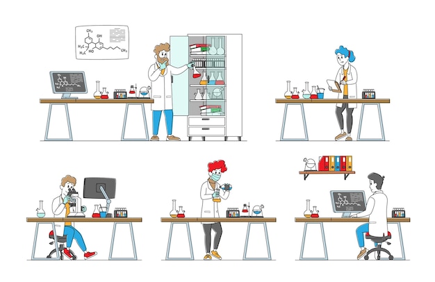 Plik wektorowy zestaw naukowców chemii