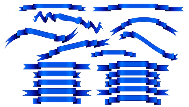 Zestaw Niebieskich Wstążek Na Białym Tle.