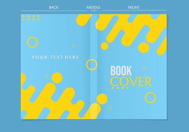 Plik wektorowy zestaw niebieskich wzorów okładek książek na żółtym tle wzoru powitalnego